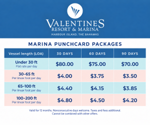 Harbour Island marina punchcard packages